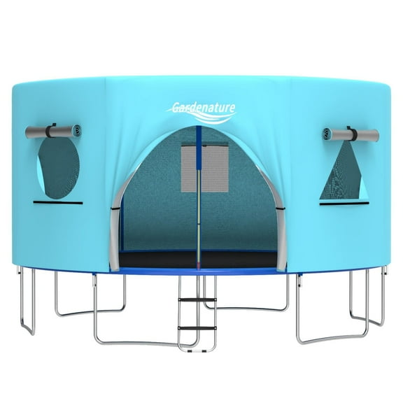Gardenature 10FT 8 Poles Trampoline Tent (Tent Only) for Kids with UV Protection,LED Lights, Mesh Windows & Easy Setup