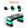 thumbnail image 4 of KFFKFF Aerobic Exercise Step Platform, 28-Inch Workout Aerobic Stepper, Height Adjustable Fitness Training Step Deck Trainer with 4 Risers, Non-Slip Surface Bench for Home Gym Cardio Strength, Green, 4 of 9