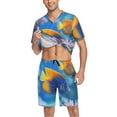 thumbnail image 3 of joogoo Men's Pajama Set Tropical Fish Ocean V-Neck Pj Shorts Set 2 Piece Loungewear Sleepwear M, 3 of 7