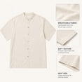 thumbnail image 4 of Men’s Short Sleeve Band Collar Shirt, Lyocell Viscose Linen Blend Button Down Casual Summer Shirt, Relaxed Fit Lightweight Top, 4 of 6