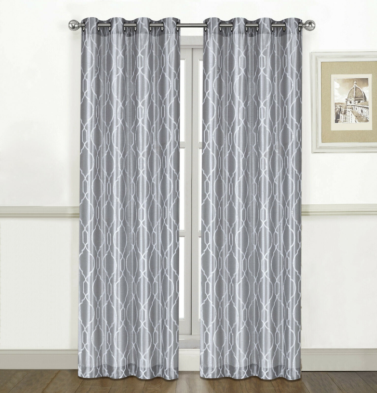 Kate Aurora Living 2 Pack Embroidered Lattice Grommet Top Curtains - Assorted Colors
