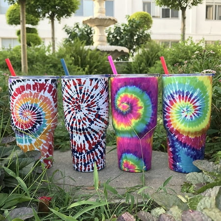 

Xinhuadsh 30 oz Water Bottle Heat Preservation Food Grade Leak-proof Tie-dye Stainless Steel Water Cup Outdoor Accessories