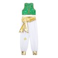 thumbnail image 5 of Disfraz de Cosplay árabe de Carnaval de Aladin de los reyes del Príncipe mítico para chico, chaleco frontal abierto con recorte trenzado y pantalones con cinturón, 5 of 5