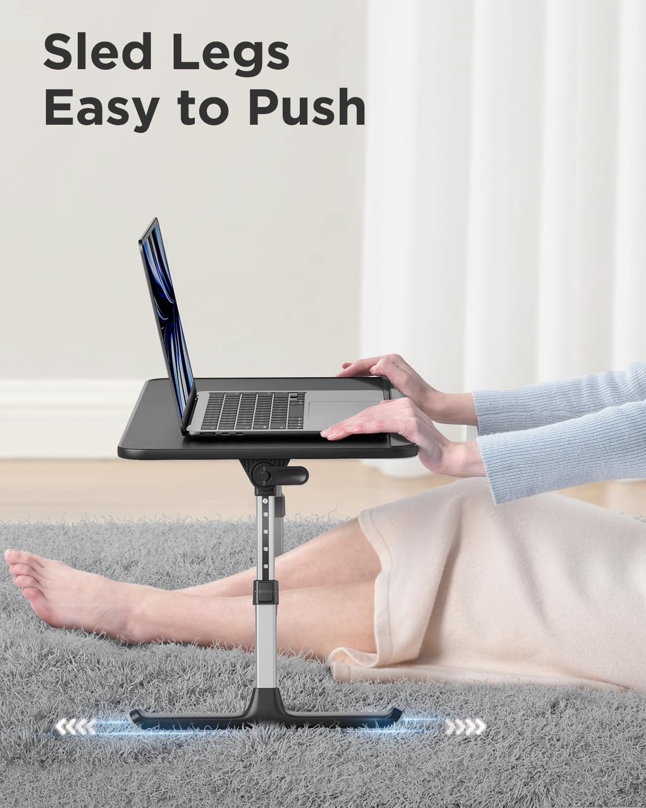 Leather Lap Desk Laptop Bed Tray Table, Adjustable Laptop Stand for Bed, Portable Lightweight Standing Desk for Writing Eating Reading Couch Sofa Floor for Adults (20.5"*11.8",Gray)