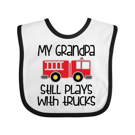 

Inktastic Firefighter Grandpa Plays with Trucks Gift Baby Boy or Baby Girl Bib