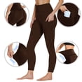 thumbnail image 5 of Dwellite Girls Athletic Leggings Ankle Length High Waisted Yoga Pants with Pockets for Kids Teen 5-13Y Brown 140, 5 of 7