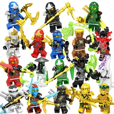18 Pcs/Set Ninjago Action Figures Building Blocks Toys, Collectible 1.77 Inch Anime Ninja Mini Figures with Battle Equipment, Perfect for Adult Boy Fans Birthday Gift