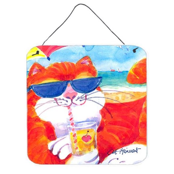 Cool Cat With Sunglasses At The Beach Aluminium Metal Wall or Door Hanging Prints