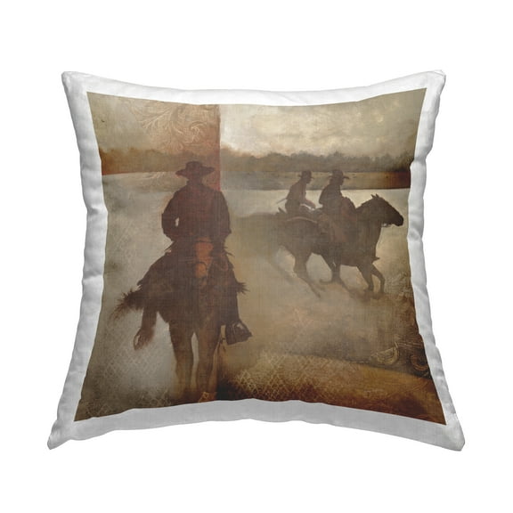 Stupell Industries Rustic Patterned Cowboys Decorative Printed Throw Pillow, 18 x 18