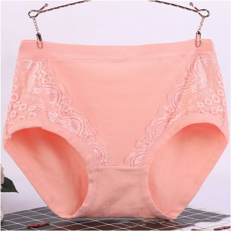 POTETI Underwear for Women Plus Size Tummy Control High Waist Cotton Panties for Women Plus Size Orange Briefs XXXXXL
