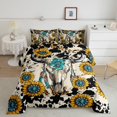 thumbnail image 2 of Homewish Western Vintage Bull Skull Full Size Comforter Sets 3-Piece for Teens,Chic Floral Sunflowers Bedding Comforter Set,Famhouse Animal Cow Print Lightweight Bedding Sets, 2 of 8