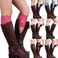 thumbnail image 2 of Chaussettes Hautes Mode Femmes Filles Extensibles à Fleurs avec Bordure en Dentelle, Poignets de Bottes, Jambières, 2 of 8