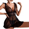 thumbnail image 1 of DPTALR Women's Sexy Solid Color Mesh Cloth Transparent Hollow Socks And Nightwear Set, 1 of 3