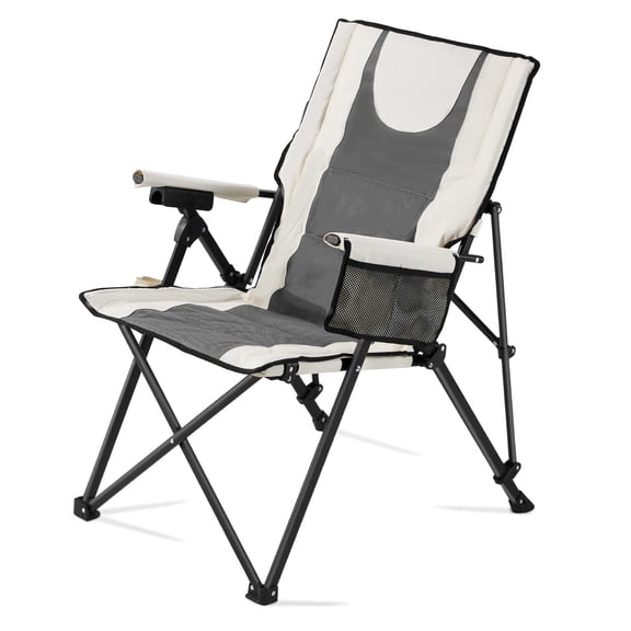 VEVOR Folding Camping Chair, 3 Reclining Positions, Outdoor High Back Camping Chair, 260lbs Weight Capacity, Full Padded Beach Chairs with Armrest & Headrest, Portable Lawn Chairs for Sports Travel