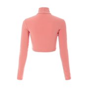 Made by Olivia Womens Solid Long Sleeve Mock Neck Solid Crop Top T Shirt
