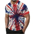 thumbnail image 2 of Blusas y camisas de manga corta y cuello redondo para hombre. Blusa informal de poliéster con cuello redondo y botones estampados de manga corta para hombre., 2 of 5