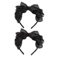 thumbnail image 1 of Lot de 2 bandeaux à nœud en maille noire, tendance et confortables, pour femmes, accessoires pour cheveux, 1 of 4