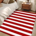 thumbnail image 5 of Red Striped Large Area Rugs for Bedroom Living Room, Soft Non Slip Carpet Bedside Rug, Christmas Farmhouse Red White Stripes Rectangular Floor Cover Kitchen Accent Rug 4'x6' for Dining Room/Office, 5 of 9