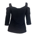thumbnail image 2 of eVogues Plus Size Cold Shoulder Top Black 18630, 2 of 4