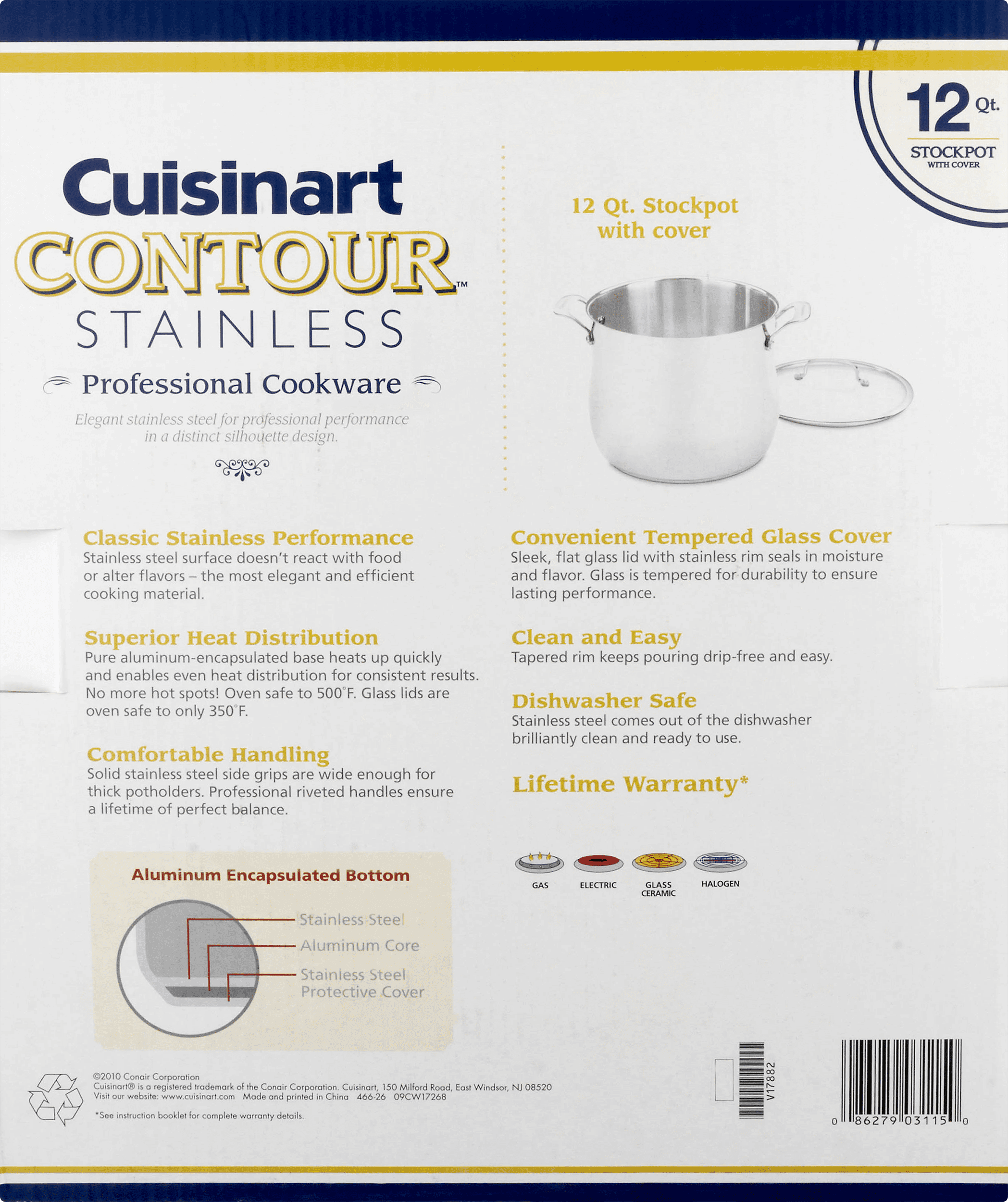 Cuisinart Contour 12-Qt. Stainless Steel Stockpot