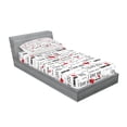 thumbnail image 2 of Ambesonne Romantic Fitted Sheet & Pillow Sham Set, Romance Couple Love, Twinxl, Vermilion Black White, 2 of 2