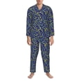 thumbnail image 3 of Naloa Uncaria Flower Men’s Pajamas Set - Long Sleeve Button Down Sleep Shirt and Pajama Bottoms Sleepwear Set-Large, 3 of 7