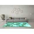 thumbnail image 3 of Ahgly Company Machine Washable Indoor Square Abstract Turquoise Blue Modern Area Rugs, 8' Square, 3 of 4