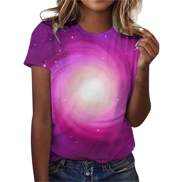 iTNHFP T-Shirt pour Femmes T-Shirts en Coton pour Femmes T-Shirts Décontractés Ronds avec Imprimé Mode Manches Courtes