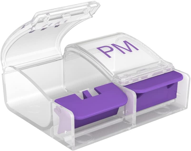 Ezy Dose Push Button Pill, Medicine, Vitamin Organizer Box ,Daily, 2 Times a Day, AM PM, Large Compartments, Arthritis Friendly