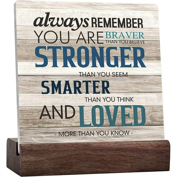 Always Remember You Are Braver Than You Believe Ceramic Table Sign Desk Decor For Farmhouse Home Office Shelf Table Decoration