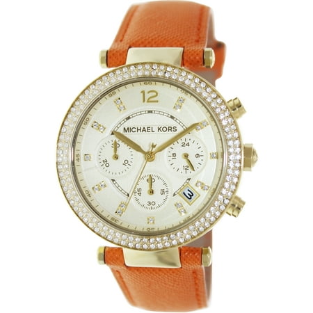 Michael Kors Women's Parker MK2279 Orange Leather Quartz Fashion Watch
