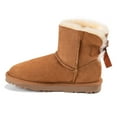 thumbnail image 2 of YDN Women Cozy Slip On Low Heels Back Bow Short Boots Round Closed Toe Flats Ankle Booties Winter Warm Shoes Size 7 Brown, 2 of 4
