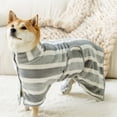thumbnail image 1 of MXTPOV Dog Bathrobe Fast Drying with Hook and Loop Closure & Wrap Tie Snuggle, Cute Dogs Clothes, Machine Washable, Striped Bathrobe for Cats Dogs Puppy, Small, 1 of 5
