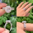 thumbnail image 3 of Wuziwen Halo Oval Cut Wedding Ring Sets for Her 925 Sterling Silver Engagement Rings for Women Size 10, 3 of 9