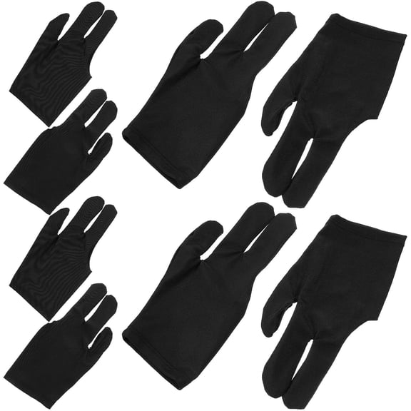 Minkissy Breathable Gloves for Pool Table Black Polyester 4 Pairs