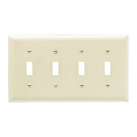Pass & Seymour Legrand TP4-I 4-Gang Toggle Light Switch Wall Plate, Trademaster Size Cover, Unbreakable Nylon, Ivory