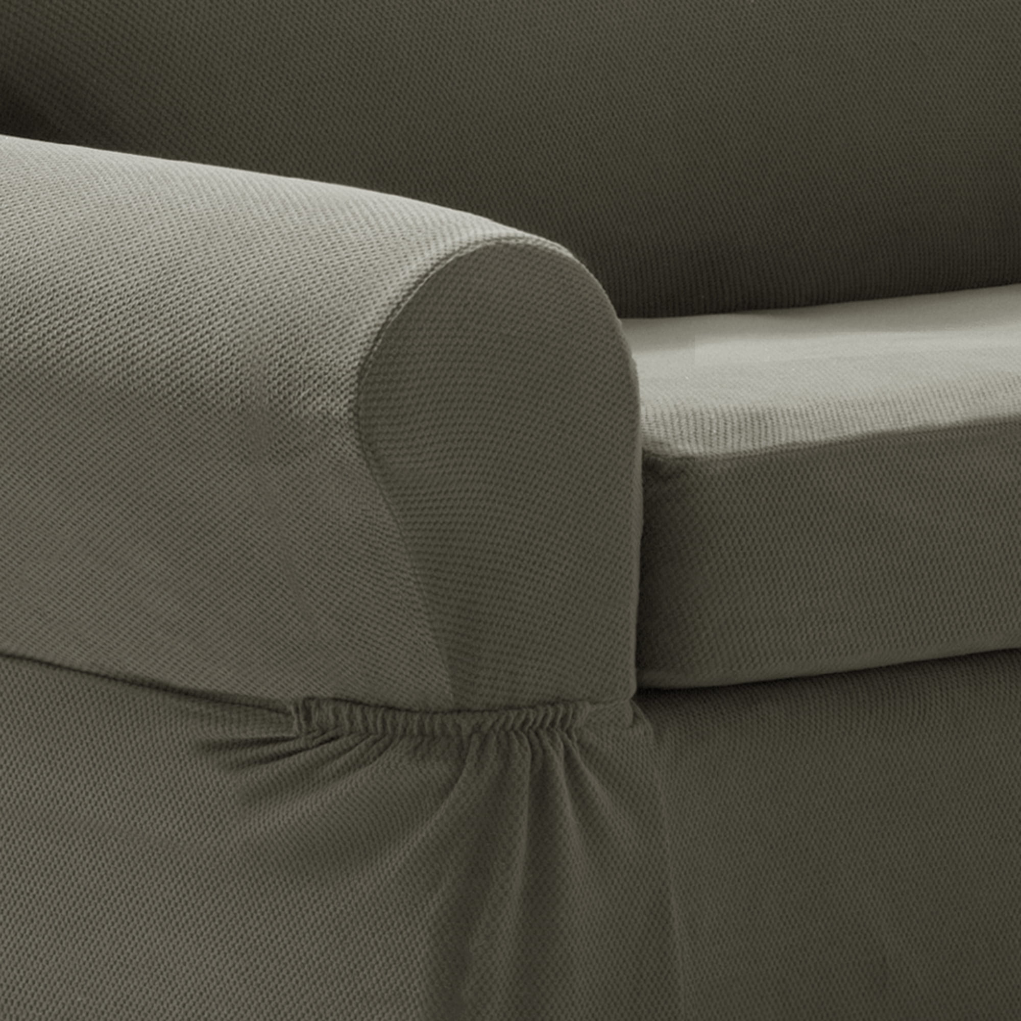 Zenna Home Pixel 2-Piece Stretch Sofa Furniture Slipcover, Dark Olive Green