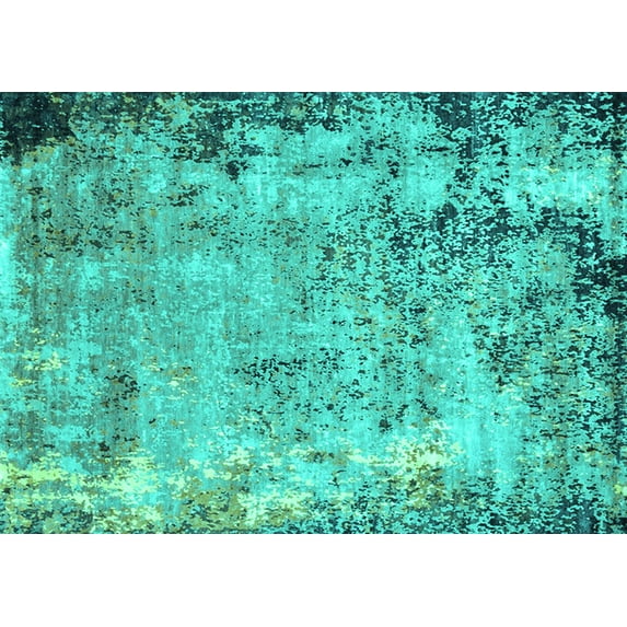 Ahgly Company Indoor Rectangle Oriental Turquoise Blue Industrial Area Rugs, 5' x 8'
