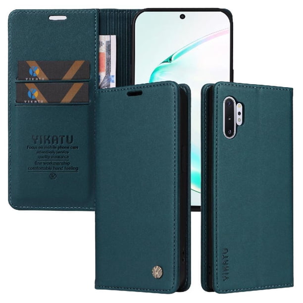 Funda para Samsung Galaxy Note 10 Plus Estuche de Cuero PU Tipo Cartera con Ranuras para Tarjetas y Cierre Magnético