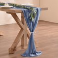 thumbnail image 4 of 2pcs Chiffon Table Runner Bulk 29x120 Inches Rustic Wedding Table Runner for Bridal Shower Wedding Party,2 Pieces,Dusty Blue, 4 of 7