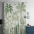thumbnail image 5 of Green Palm Tree Semi Sheer Curtains Drapes for Living Room, Bedroom, French Doors Window 96 Inches Long, Summer Beach Cactus Rod Pocket Chiffon Curtain Drapery Voile Draperies Panel, 5 of 6