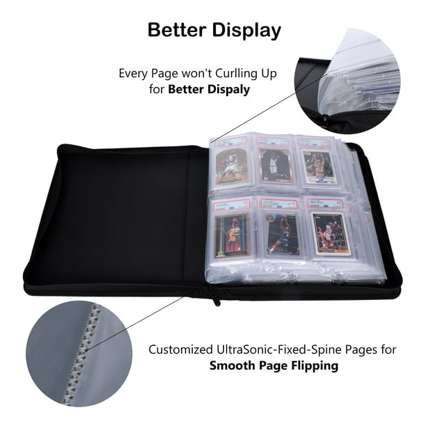 12 pocket card binder 4-Pocket Black Toploader Binder for Trading Cards – Cardshellz main image 1