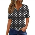 thumbnail image 2 of Ayolanni Outerwear Basic Tops for Women V-Neck Polka Dot Short Sleeve Blouse Oversized Vacation Button Down T-Shirt L, 2 of 6