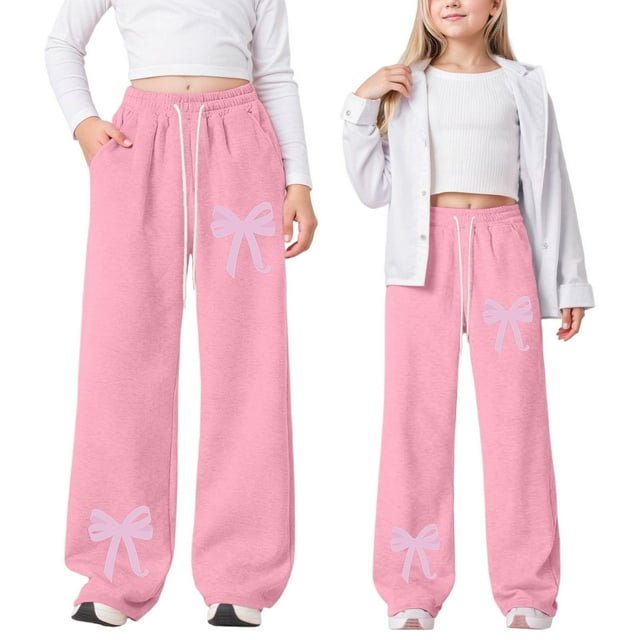 Pantalons de Survêtement pour Adolescentes Pantalons de Sport pour Filles avec Poches Pantalon à Cordon Réglable Pantalons de Survêtement Roses pour Filles Pantalons de Survêtement pour Garçons Taille 11-12 Ans