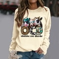 thumbnail image 1 of TINZ Sweat à Capuche Léger pour Femmes, Motif Vache Mignon, Col Rond, Manches Longues, Fermeture Éclair Complète, Crop Top, 1 of 3