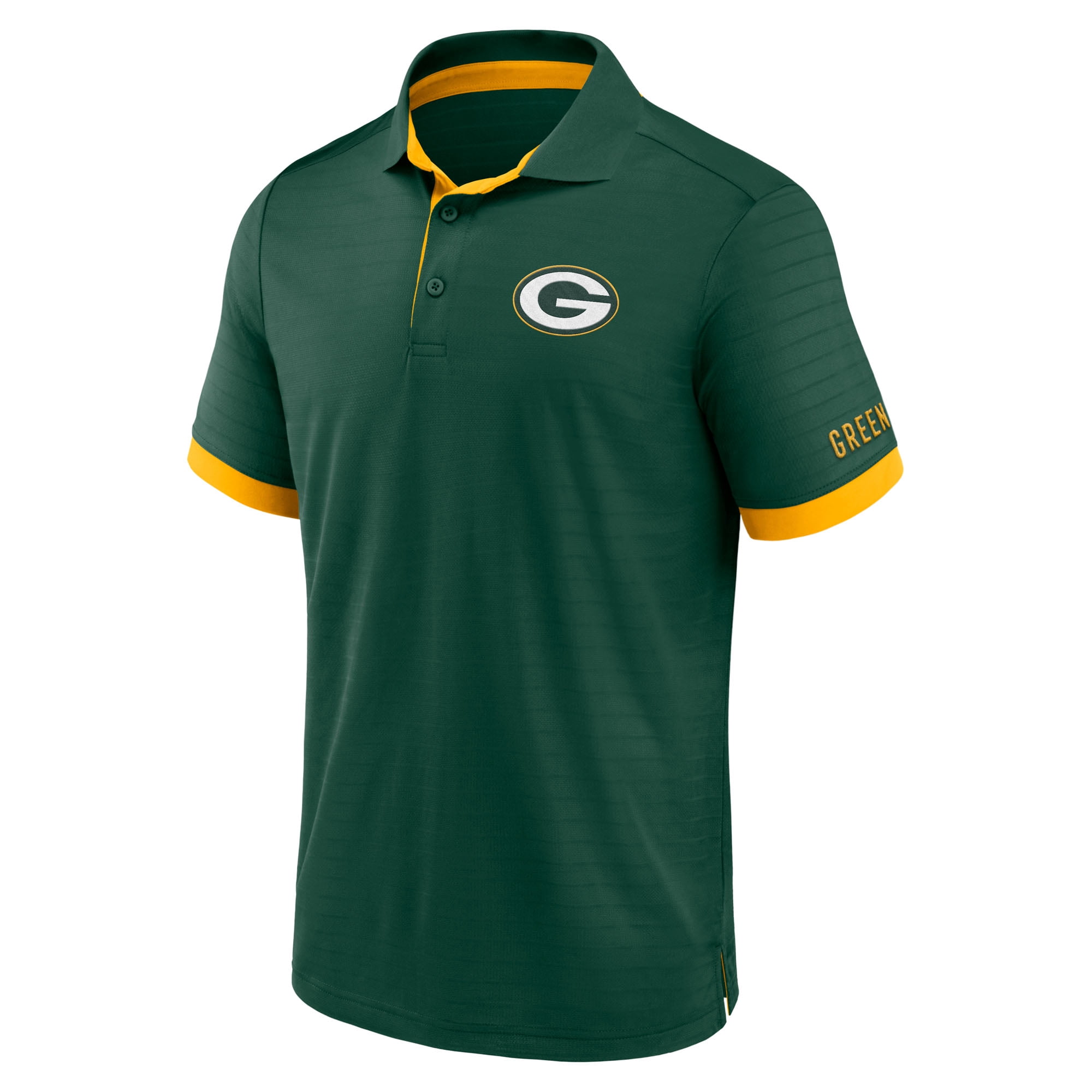 Men's-Fanatics Green Green Bay Packers Textured Stripe Polo