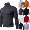 thumbnail image 3 of Suéter de cuello alto para hombre Suéter ajustado coreano con solapa Suéter de lana versátil para hombre con base gruesa, 3 of 6