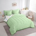 thumbnail image 3 of Homewish Modern Geometric Checkered 7-Piece Bedding Comforter Set,Vintage Aesthetic King Bedding Sets,Green White Bed Sheets For Girls Boys,Microfiber Bedroom Decor Reversible, 3 of 8