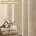 thumbnail image 2 of Cortina de ducha Awellife de lino beige de 90 x 180 cm para baño, 2 of 5
