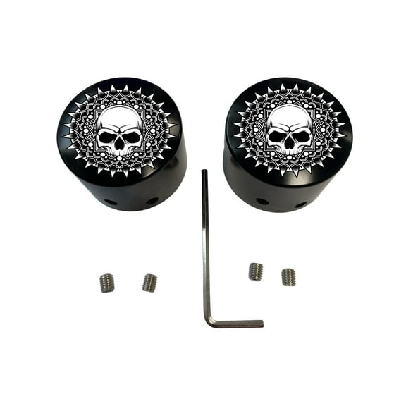 Skull Star Front Axle Cap Nut Covers Black in Color Compatible With Harley Davidson Touring Road King Road Glide Street Glide Ultra Dyna